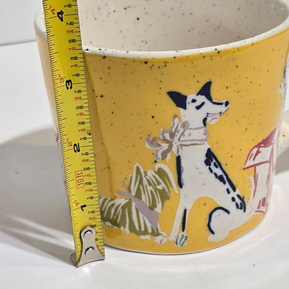Anthropologie Coffee Tea Mug Yellow Dogs Dalmation Bulldog Poodle 3.5"x4" - Picture 5 of 6